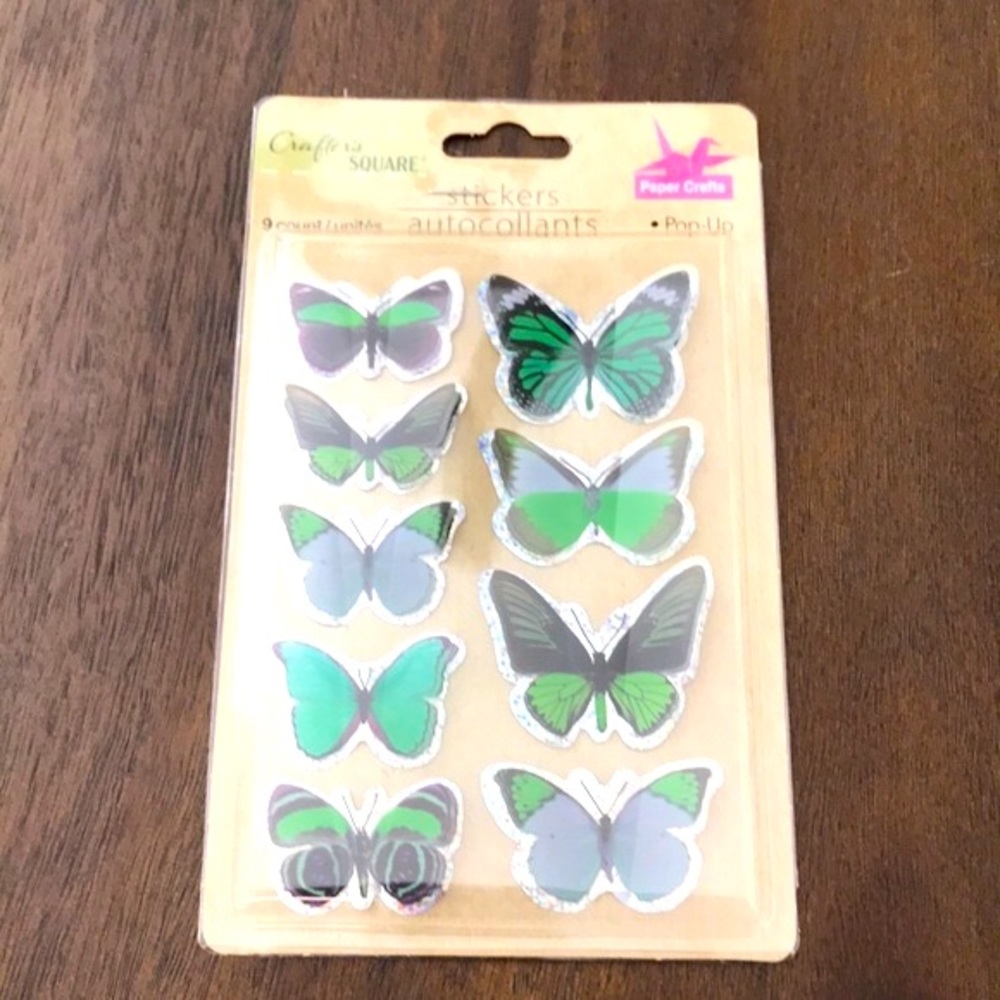 Green Pop-up Butterfly Stickers (9)